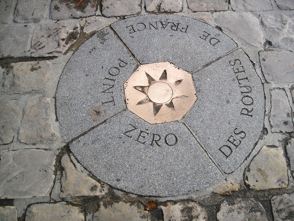 Point zéro des routes de France sur le parvis de Notre-Dame