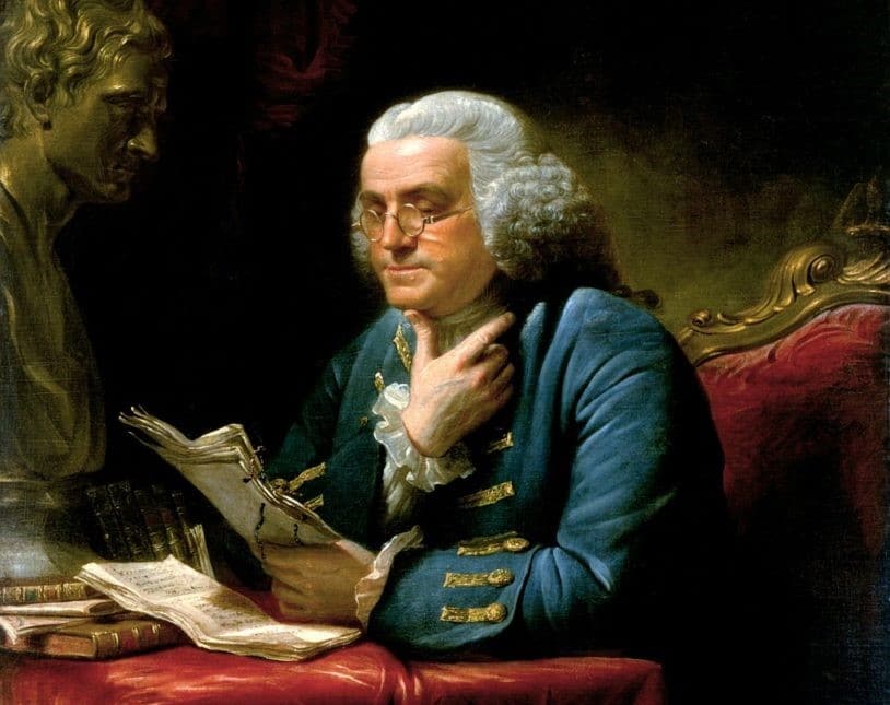 Benjamin-franklin-travaillant-a-sa-table