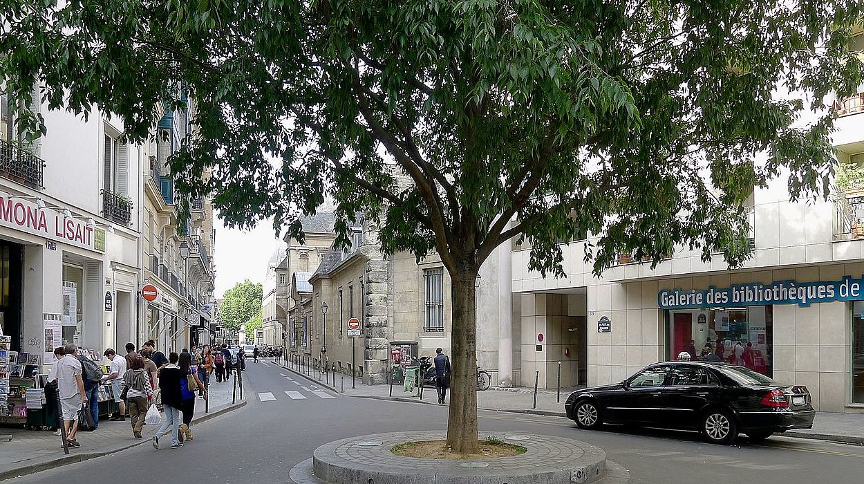 Rue pavée du Marais, avec ses hôtels particuliers d'autrefois