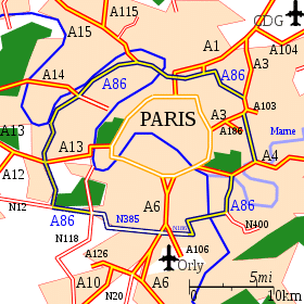 paris-en-Trois-jours-programme de séjour-n°1-autoroutes-arrivant-sur-peripherique-paris