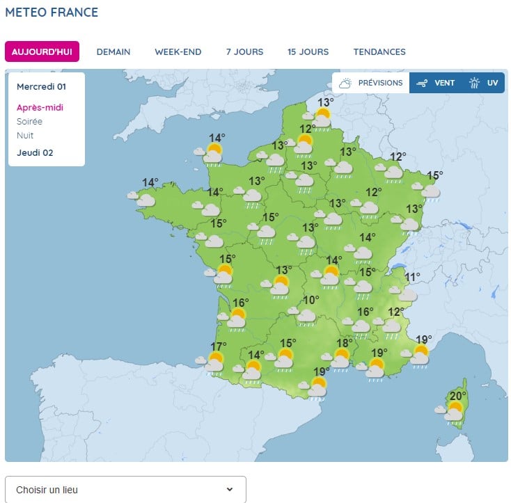 weather-forecast of Paris-climat-meteo-france-temperatures-pluies